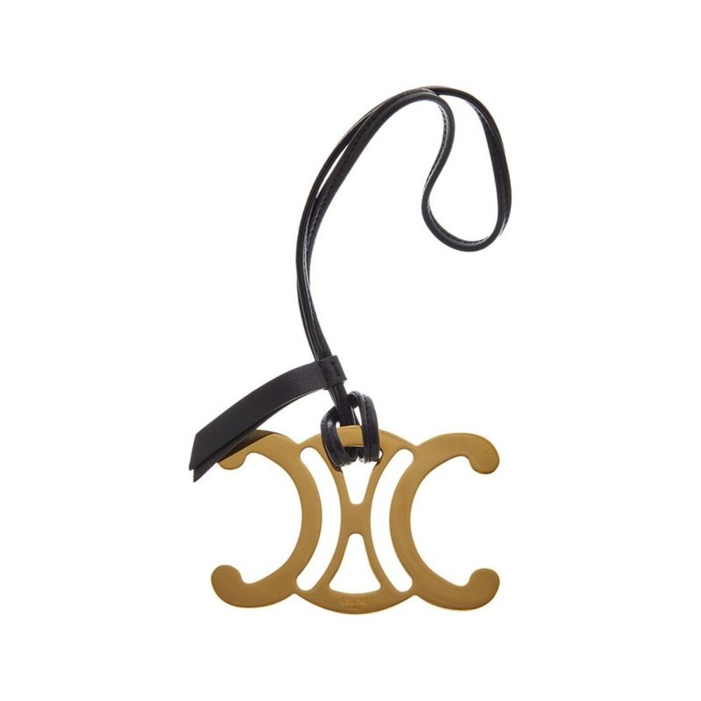 Celine Maxi Triomphe Leather Charm, Black